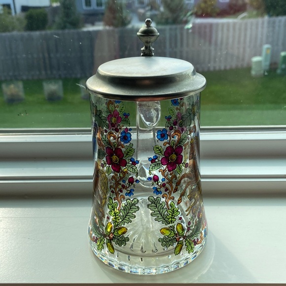 Colorful Vintage German Floral Glass Beer Stein! - Picture 8 of 9